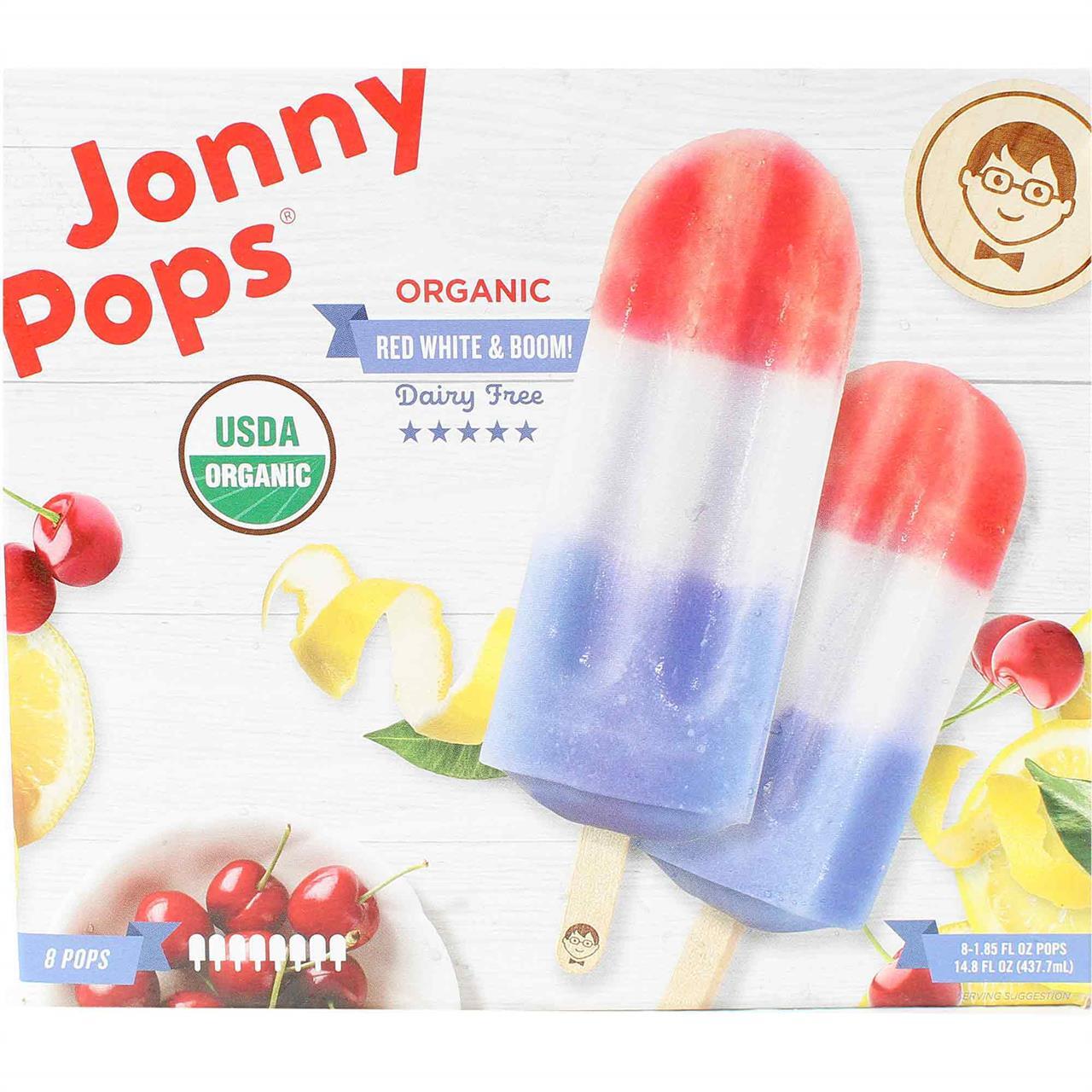 Jonny Pops Usda Organic Freeze Pops Red White & Boo, 8 Ct